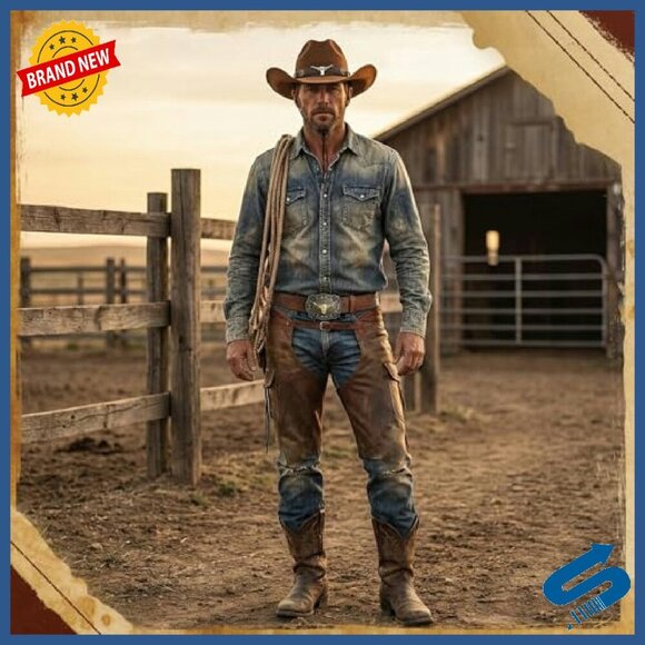 Western Cowboy Hat & Leather Belt Set - Suede & Leather - Unisex - Picture 6 of 8